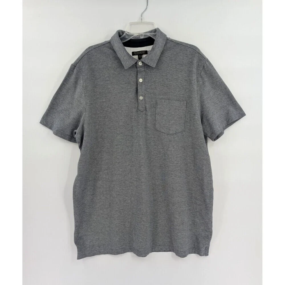 Banana Republic Polo Shirt Mens XXL Gray‎ Performance Pique Golf Outdoor Travel